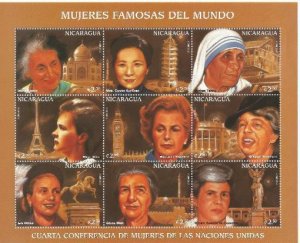 ahp78 Nicaragua Famous Women of World Sheet