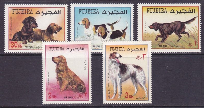 Fujeira Mi 602-06 MNH 1970 Perf 12½ Various Dogs Full Set of 5 (See Description)