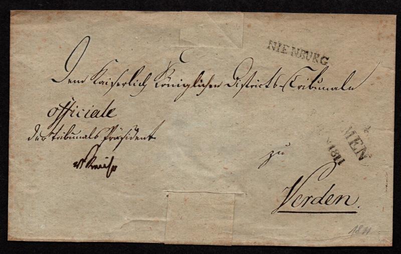 $German Stampless Cover, Nienburg (1811)