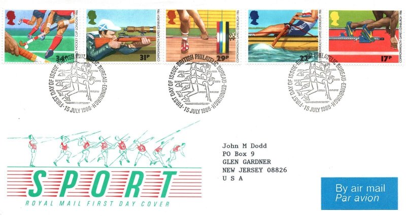 FIRST DAY COVER GREAT BRITAIN SPORT SET OF 5 VALUES 1986