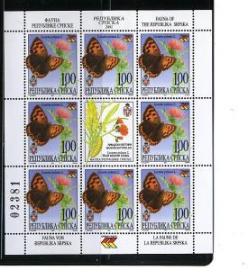 BOSNIA & HERZEGOVINA. 2001 BUTTERFLIES SHEETSof 8 #138-141 MNH