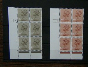 Great Britain 16p Machin Olive and 16.5p Brown in block x 6 MNH