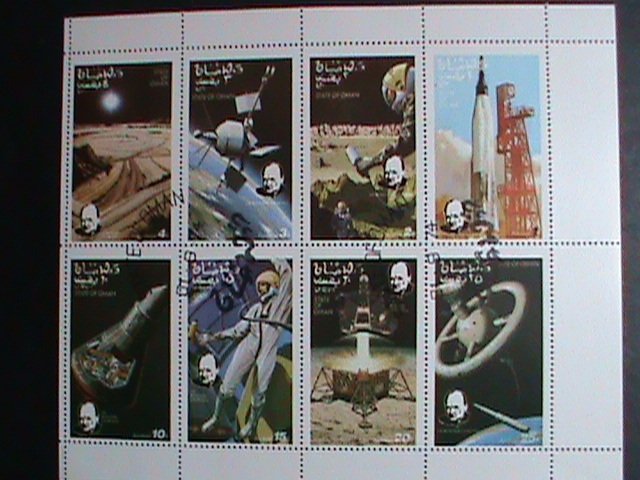 OMAN STAMP-1974 CENTENARY OF WINSTON CHURCHILL-SPACE-CTO FULL SHEET VERY FINE