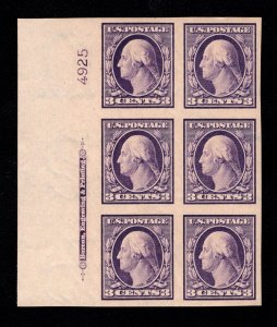 MOMEN: US STAMPS #345 PLATE BLOCK OF 6 MINT OG NH XF LOT #89296