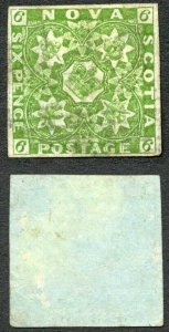 Nova Scotia SG5 6d Yellow green (tiny crease and trace of a thin) Cat 650 pounds