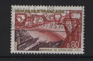 France  #1233 used  1969  Vouglas dam 80c
