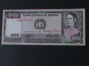 ​BOLIVIA-1982-CENTRAL BANK $1000 BOLIVIANOS.UNCIRULATED NOTE-VF LAST ONE