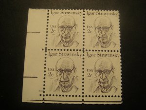 Scott 1845, 2c Igor Stravinsky, PB4 #1 LL, MNH Great American Beauty