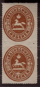 1865, Brunswick, 3Gr, MLH pair,  Sc 26