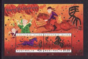 Christmas Is.-Sc#435a-Unused NH sheet-Chinese New Year of the Horse-2002-