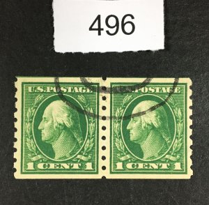 MOMEN: US STAMPS # 412 VF+ PAIR USED LOT #E 496