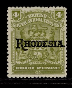 RHODESIA EDVII SG105, 4d olive, LH MINT. Cat £18.