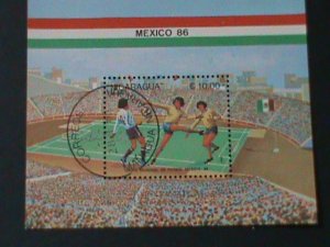 ​NICARAGUA-1986- WORLD  CUP SOCCER MEXICO'86 -CTO S/S -VF FANCY CANCEL