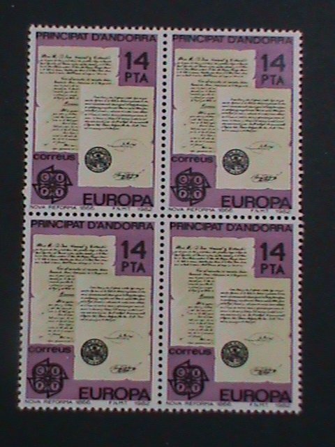 ​ANDORRA-SPAIN-1982 SC#143 NEW REFORMS 1866  -MNH BLOCK OF 4-VERY FINE