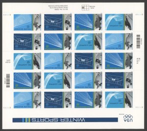 2002 US Scott # 3552-3555, 34c Olympic Winter Sports Pane of 20 MNH