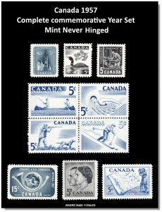 Canada 1957 Complete Commemorative Year Set MNH - CV 7.75$