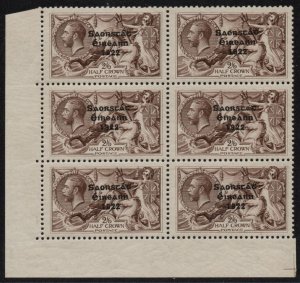 1928 Wide 2/6, BL corner block of 6, centre right stamp with missing accent