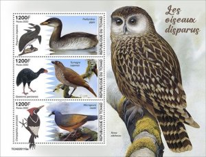 Chad - 2022 Extinct Birds, Great Auk, Atitlan Grebe - 3 Stamp Sheet - TCH220115a