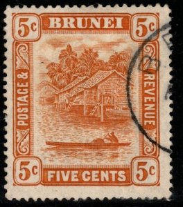 BRUNEI SG66 1924 5c ORANGE-YELLOW FINE USED