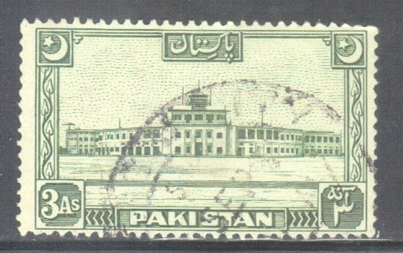 PAKISTAN SC# 50  **USED** 1949-53  3a  AIRPORT BUILDING  SEE SCAN