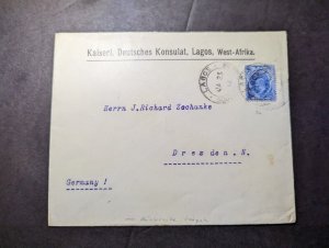 1912 British Southern Nigeria Cover Lagos to Dresden Germany Consulate Mail