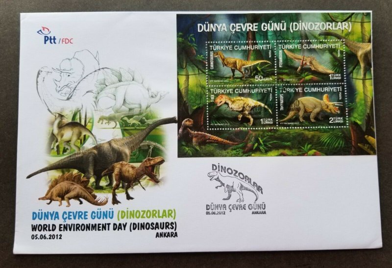 *FREE SHIP Turkey World Environment Day Dinosaurs 2012 Prehistoric (FDC *limited