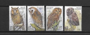 BIRDS - BELGIUM #1724-7  OWLS MNH