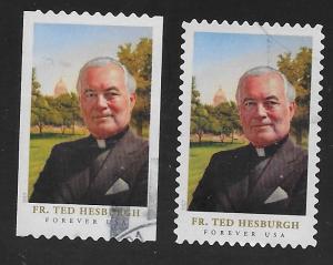 SC# 5241-42 - (49c) - Fr. Ted Hesburgh, coil & bklt set of 2 - Used Off paper