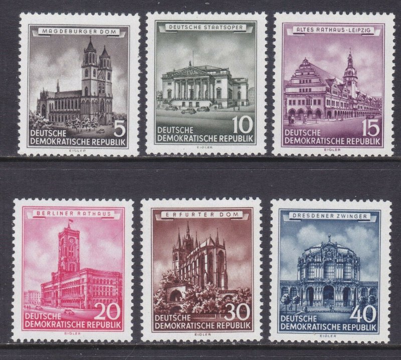 Germany DDR 265-70 MNH 1955 German Buildings Complete 6 Stamp Set Very Fine