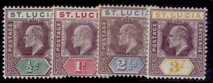 ST. LUCIA EDVII SG58-61, 1902-03 SHORT set, M MINT. Cat £66.