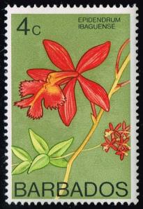 Barbados #399b Fiery Red Orchid; Unused (0.70)