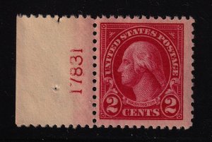 1923 Washington 2c carmine Sc 554 MNH 17831L FVF plate number single CV $15