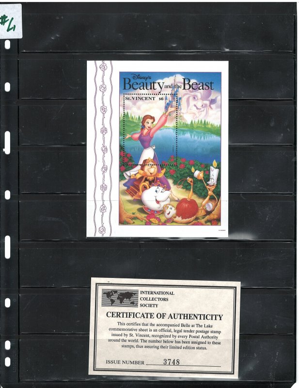 ST. VINCENT 1992 DISNEY CARTOONS M..S #1776B  MNH