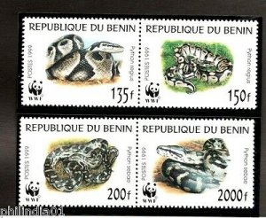 Benin 1999 WWF Pythons Snakes Reptiles Wildlife Animal Sc 1086 MNH # 252