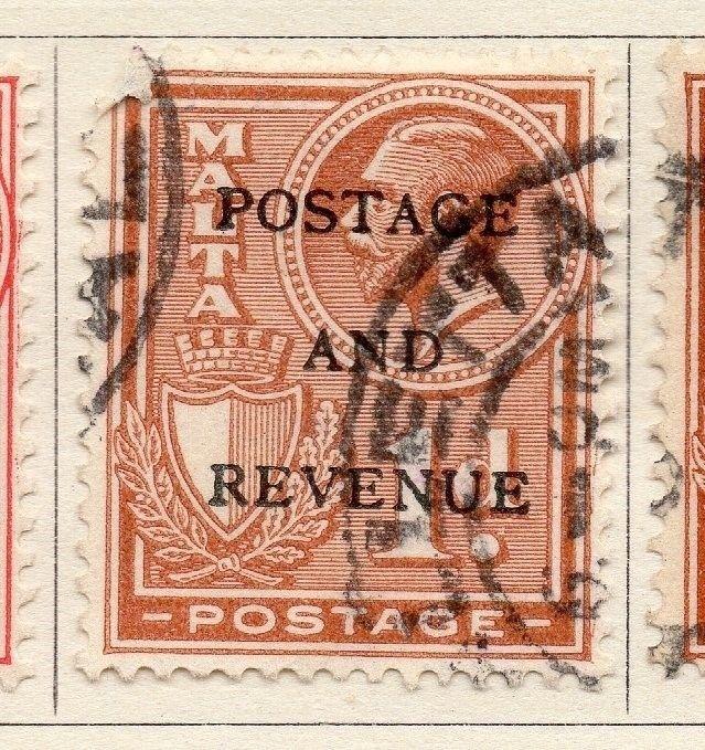 Malta 1928 Early Issue Fine Used 1d. Optd 159323