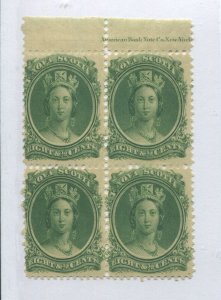 Nova Scotia QV 1860 8 1/2 cents mint NH  block of 4 with selvage
