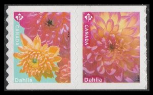 Canada 3235-3236 3236a Dahlias P coil pair B MNH 2020