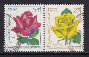 German Democratic Republic   DDR   #1383C+1383B used 1972  roses pair