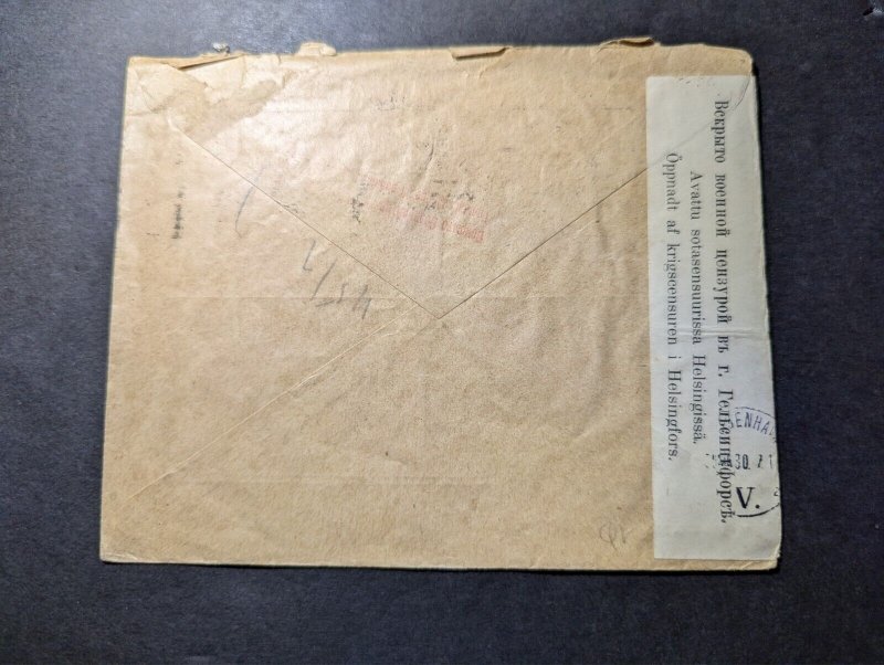 1917 Censored Russia Cover Helsinki Finland to Copenhagen Denmark