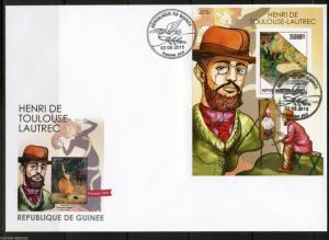 GUINEA 2015  HENRI DE TOULOSE-LAUTREC  SOUVENIR SHEET FIRST DAY COVER