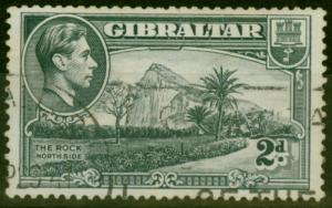 Gibraltar 1940 2d Grey SG124ab P.13.5 Wmk Sideways Fine Used 