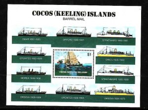 Cocos (Keeling) Is.-Sc#114- id10-unused NH sheet-Ships-Barrel Mail-1984-