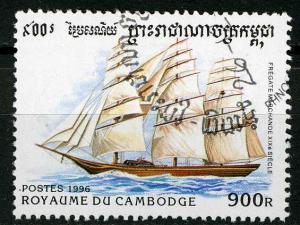 Cambodia 1996 Scott 1574 CTO - 900r 19th Cent. Clipper ship