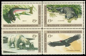 US Sc 1427-30 VF/MNH Se Tenant Block - 1971 8¢ Wildlife Conservation- P.O. Fresh