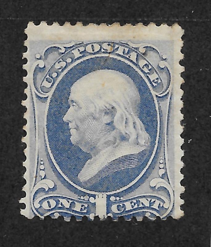 145 Unused 1c. Franklin, Ultramarine, O.G. scv: $675, Free Insured Shipping