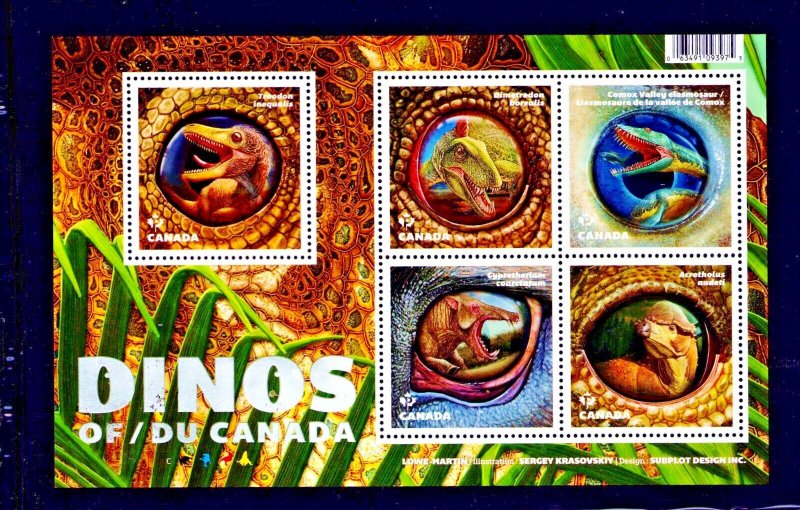 Canada 2923 Dinosaurs Dinos Souvenir Sheet  MNH 2016