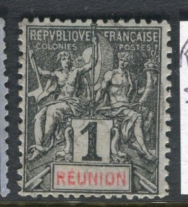 FRENCH COLONIES; REUNION 1890s classic Tablet type issue used 1c. value