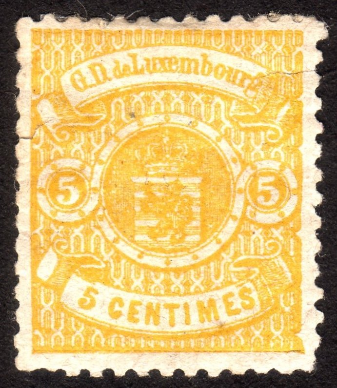1875, Luxembourg 5c, MH faults, Sc 32