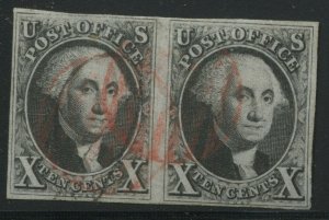 2 Washington Used Pair with British 8 Due Marking with PF Cert HZ52