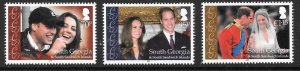 S.GEORGIA&S.SANDWICH SG529/31 2011 ROYAL WEDDING  MNH